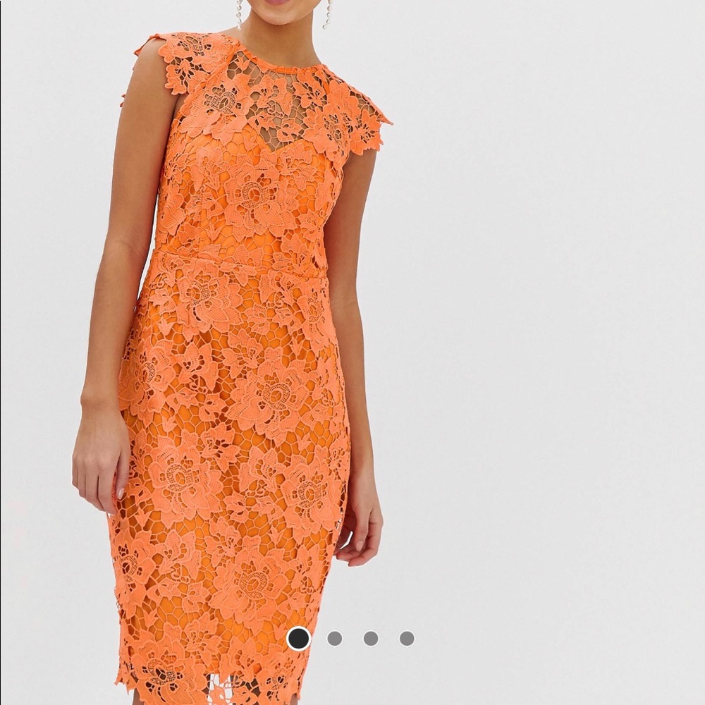Paper Dolls Orange Lace Midi Dress